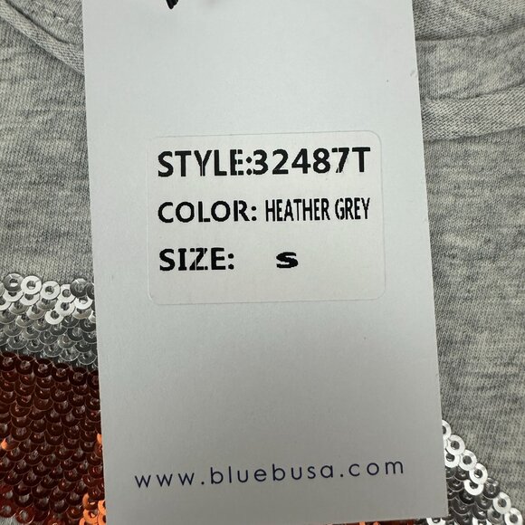 Blue b. Collection Heather Grey T-Shirt With Sequin Cowboy Boots Design Size S - Picture 6 of 7